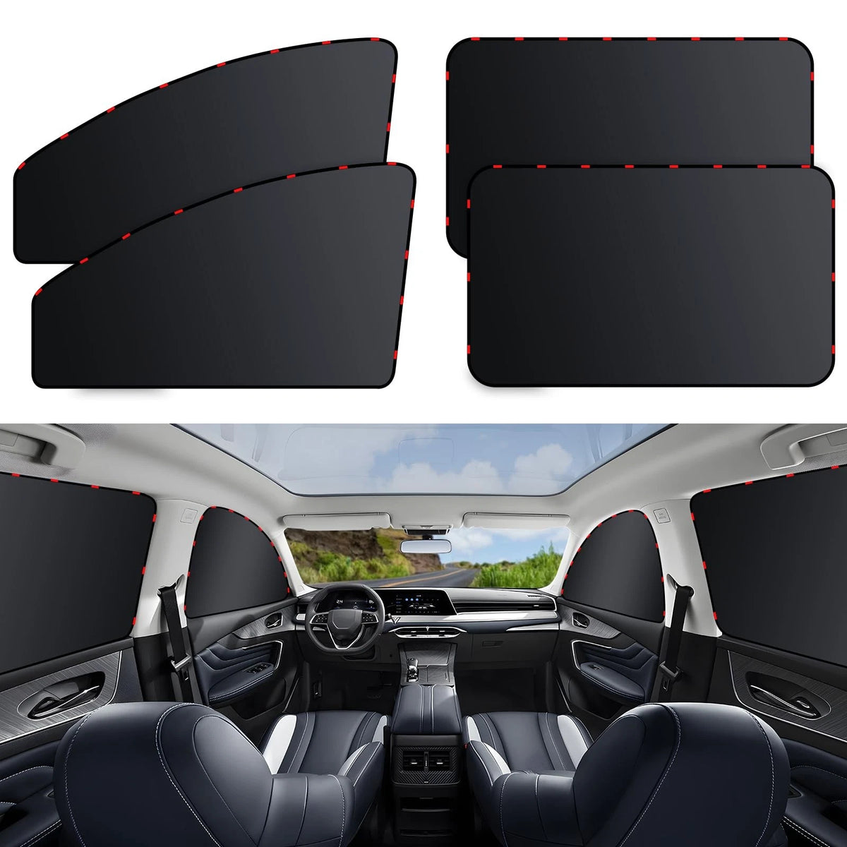 4 Pack Car Privacy Curtains for - Full Blackout Black