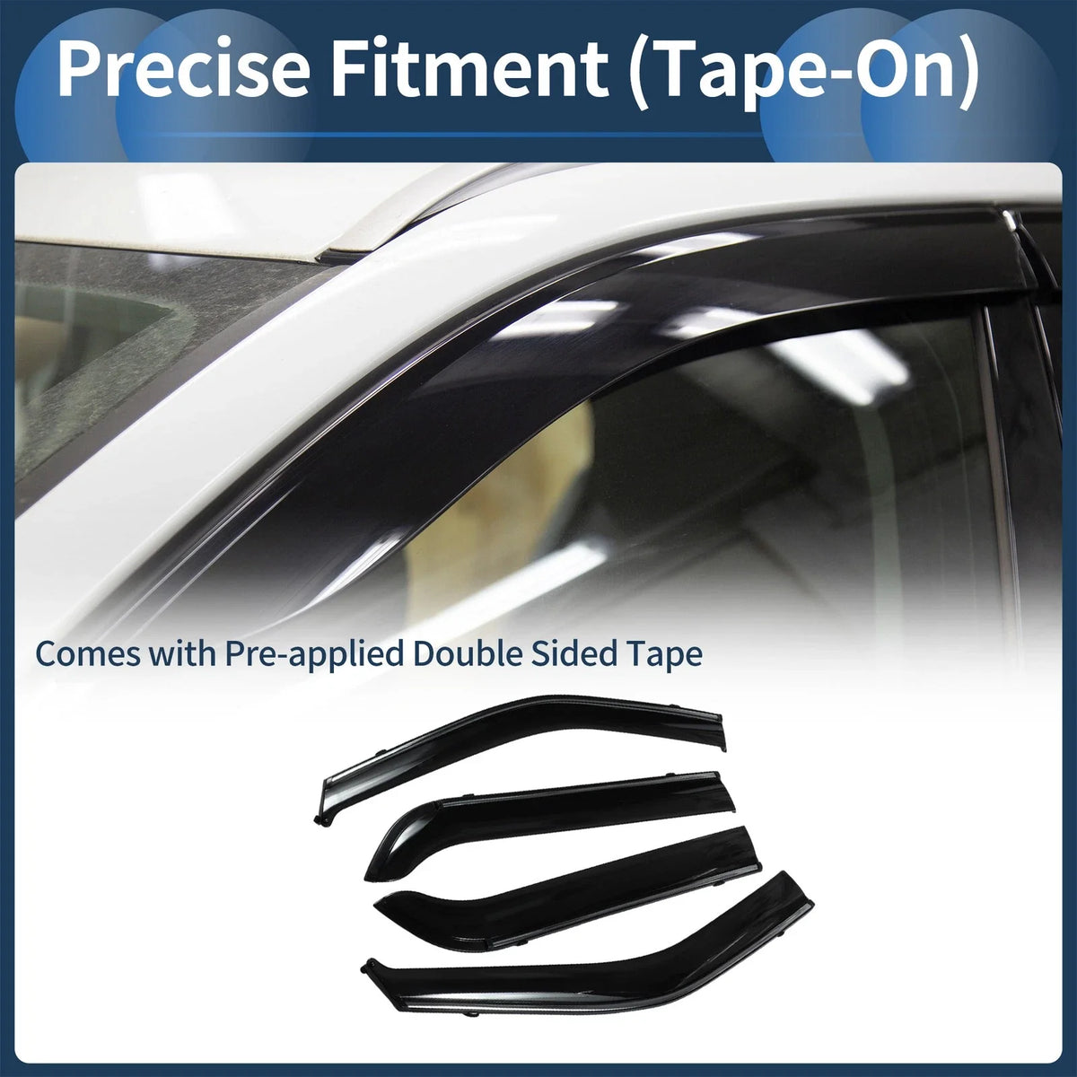 Set of 4 Window Deflectors for Ford Explorer (2011) - Black Vent Visors