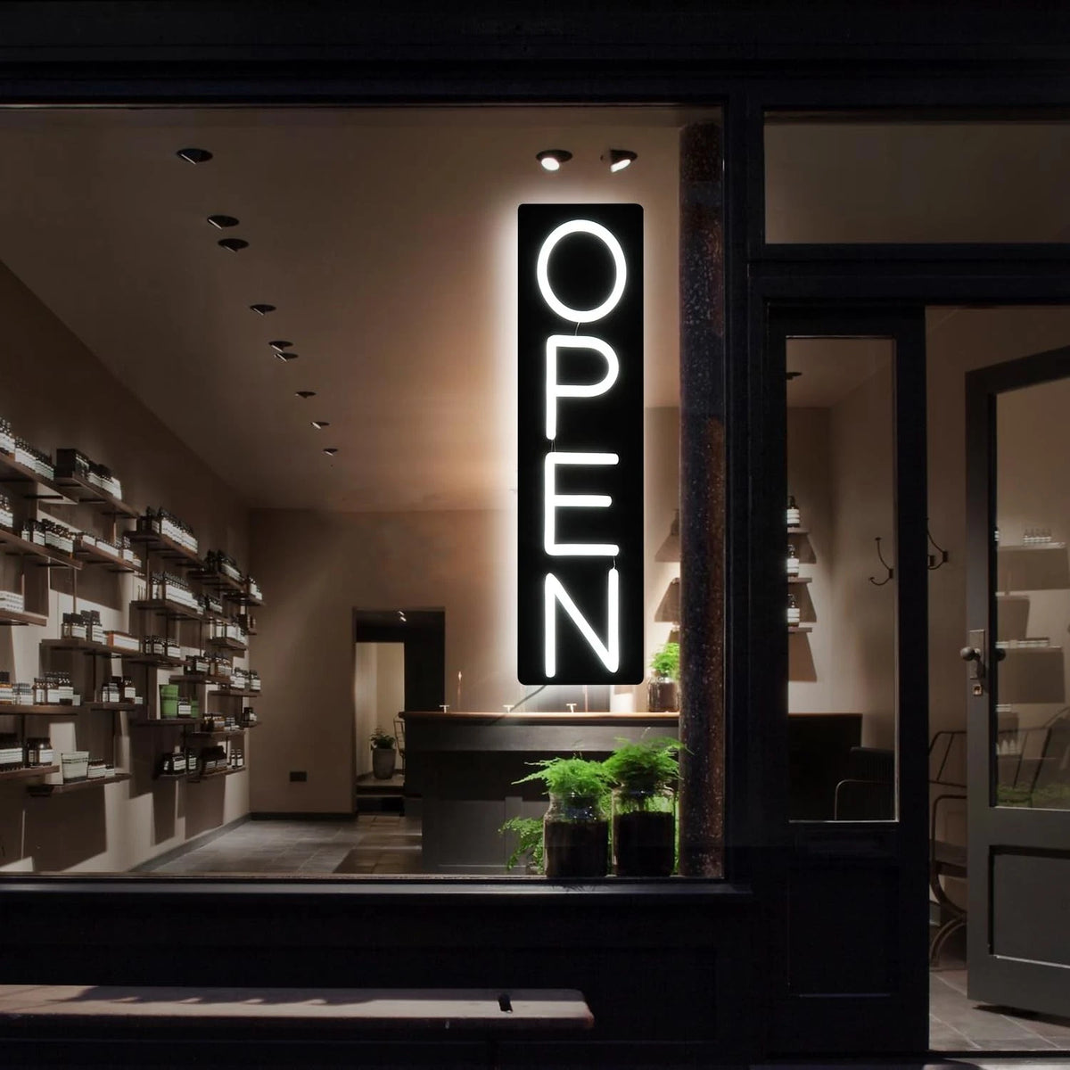 Ultra Bright LED Open Sign for Business 12V/2A Vertical 22 Inch