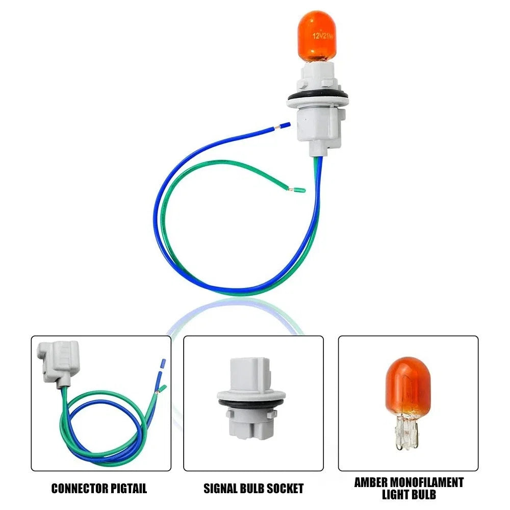 Amber Bulb Socket Turn Brake Signal Light Wire Harness Plug Connector for