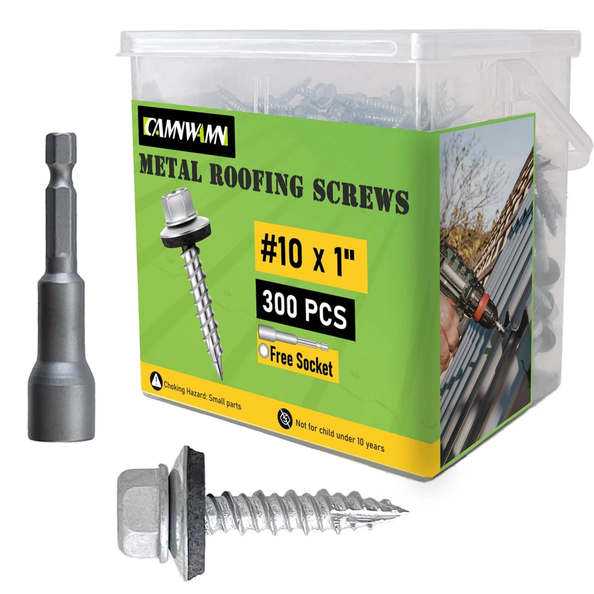 300 Pcs Hex Head Metal Screws #10 x 1 Inch Galvanized