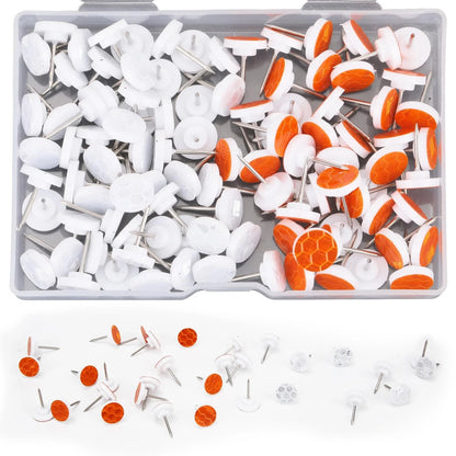 100pcs Reflective Tacks for Trail Marking (Medium, Orange & Silver)