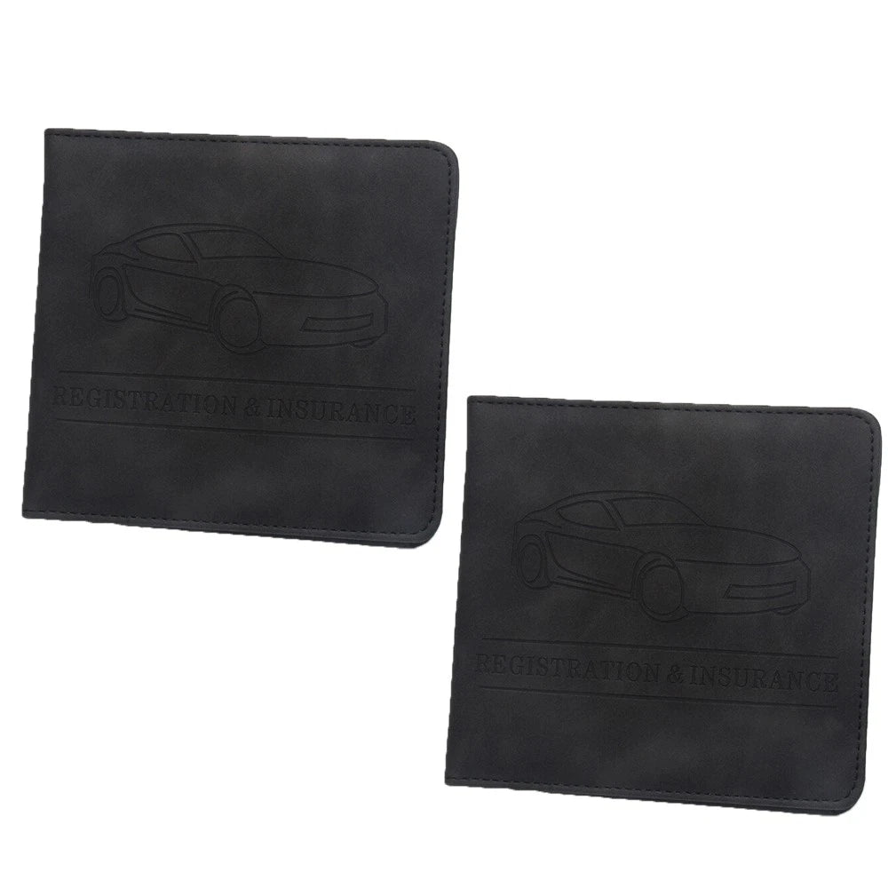 2X Magnetic Car Insurance Registration ID Card Holders PU Leather