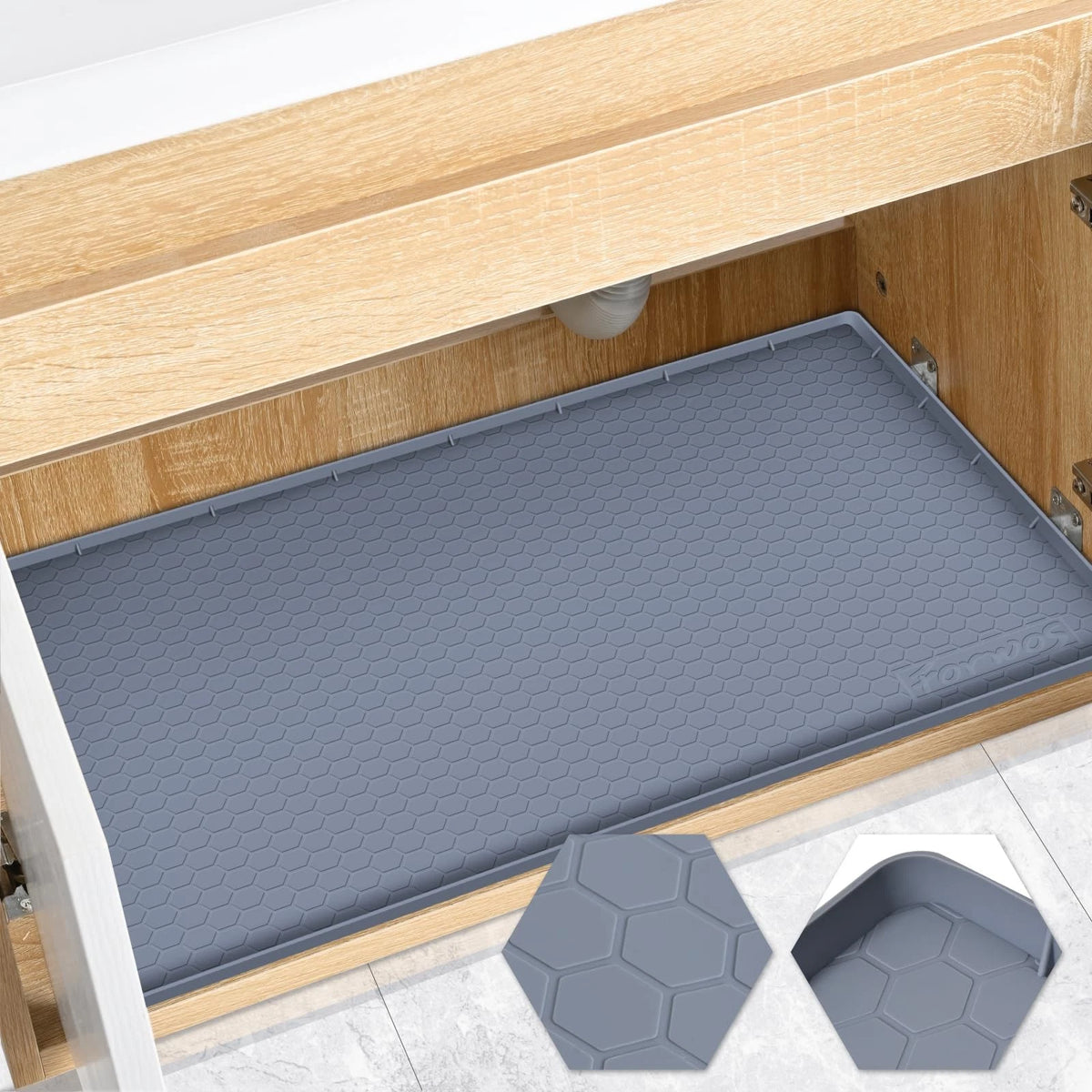 34"x22" Waterproof Silicone Under Sink Mat for Cabinet Liner