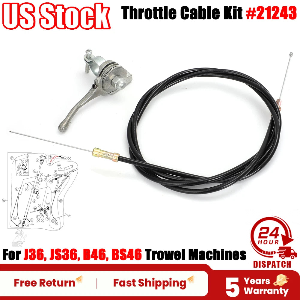 Throttle Cable Kit for J36, JS36, B46, BS46 Trowel Machines (Replace 21243)
