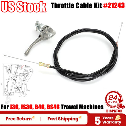 Throttle Cable Kit for J36, JS36, B46, BS46 Trowel Machines (Replace 21243)