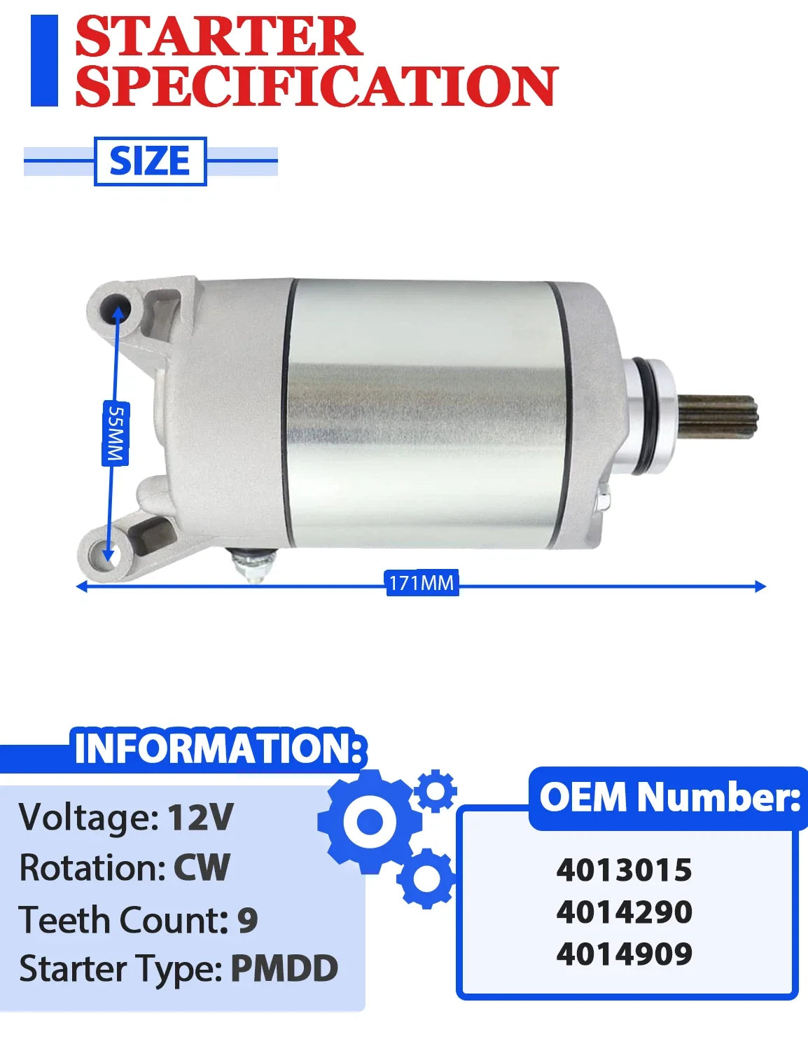 Starter for Polaris Sportsman 450 (2016–2020) with Relay