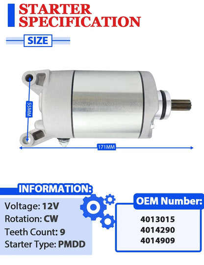 Starter for Polaris Sportsman 450 (2016–2020) with Relay