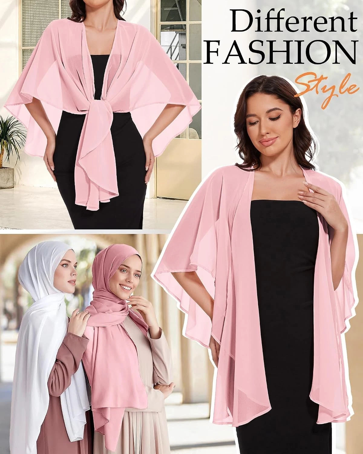 Evening Shawls for Women's Dresses (Sheer Chiffon, Wedding Wraps)