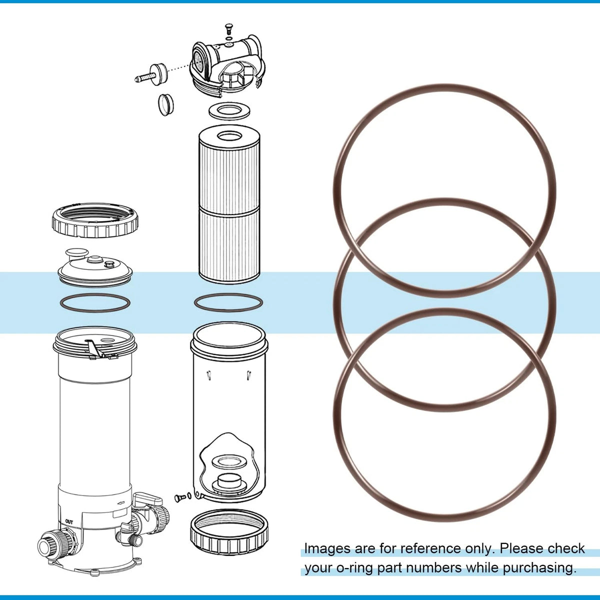 3-Pack O-Rings for Pentair Pool Spa Chlorinator Chemical Feeder