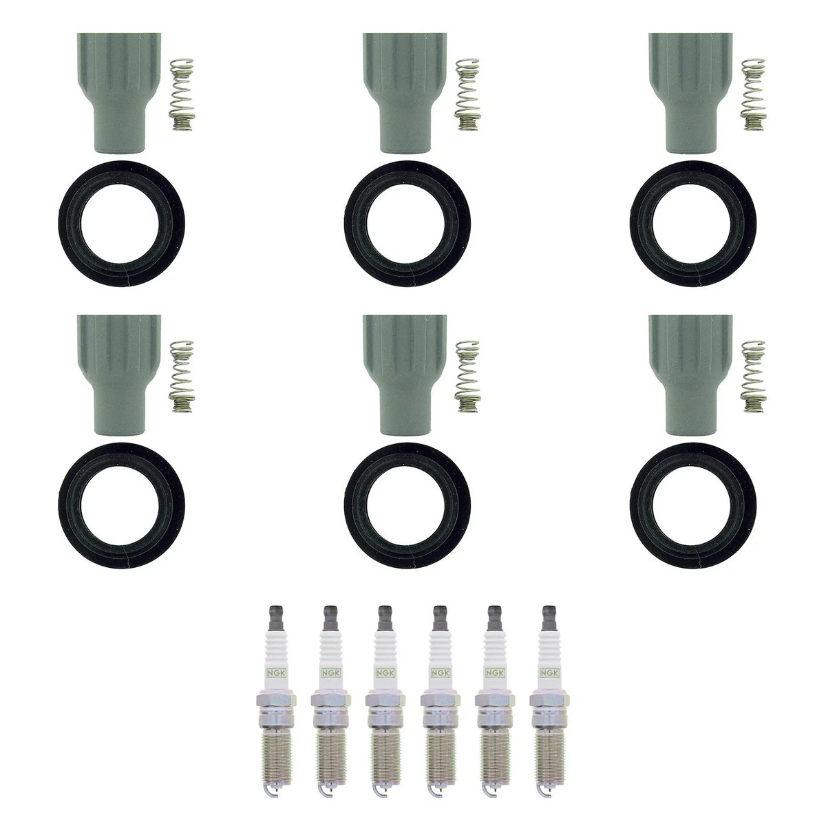 Set of 6 NGK G-Power Platinum Spark Plugs & Coil Boots for Camaro Impala Terrain (V6)
