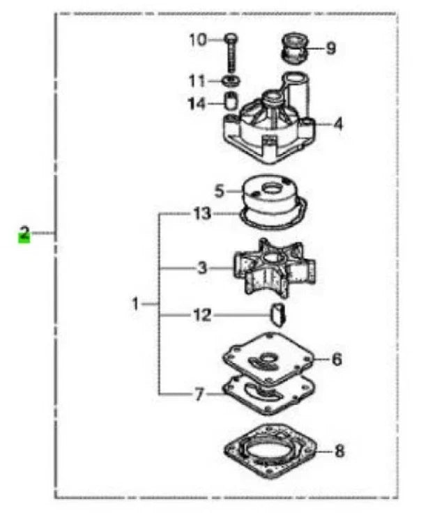 Complete Water Pump Rebuild Kit for Honda 75/90hp BF75D/BF90D (1990–1999) 06193-ZZ0-000