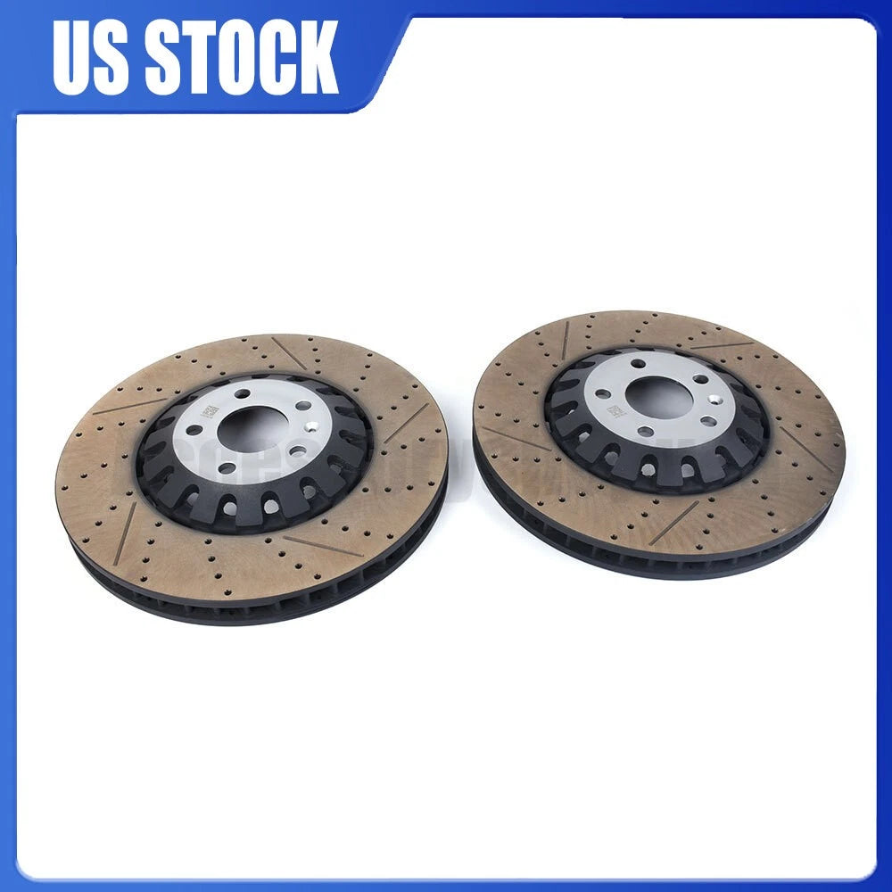 Set of 2 Front Vented Brake Disc Rotors & Pads for A6 A8 Q Q7 Q8 (2015–2023) 4M0615301AS, 100.3374.75, BD3649