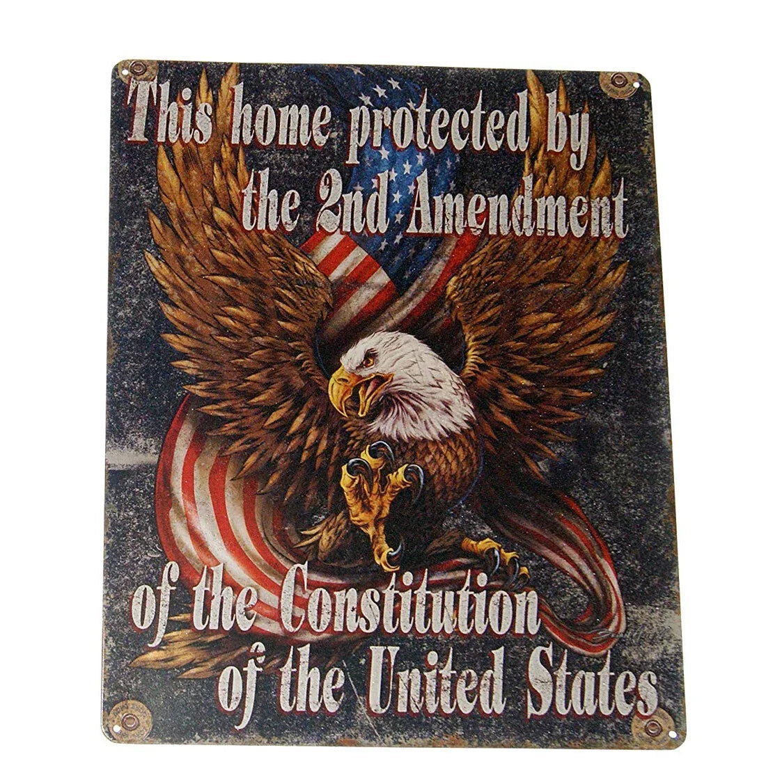 2X Vintage Look Tin Signs for Home Protection (12" x 15")