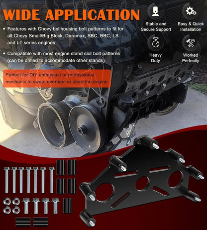 Engine Safe Stand Adapter Plate for Chevy Small/Big Block LS LT (2575)