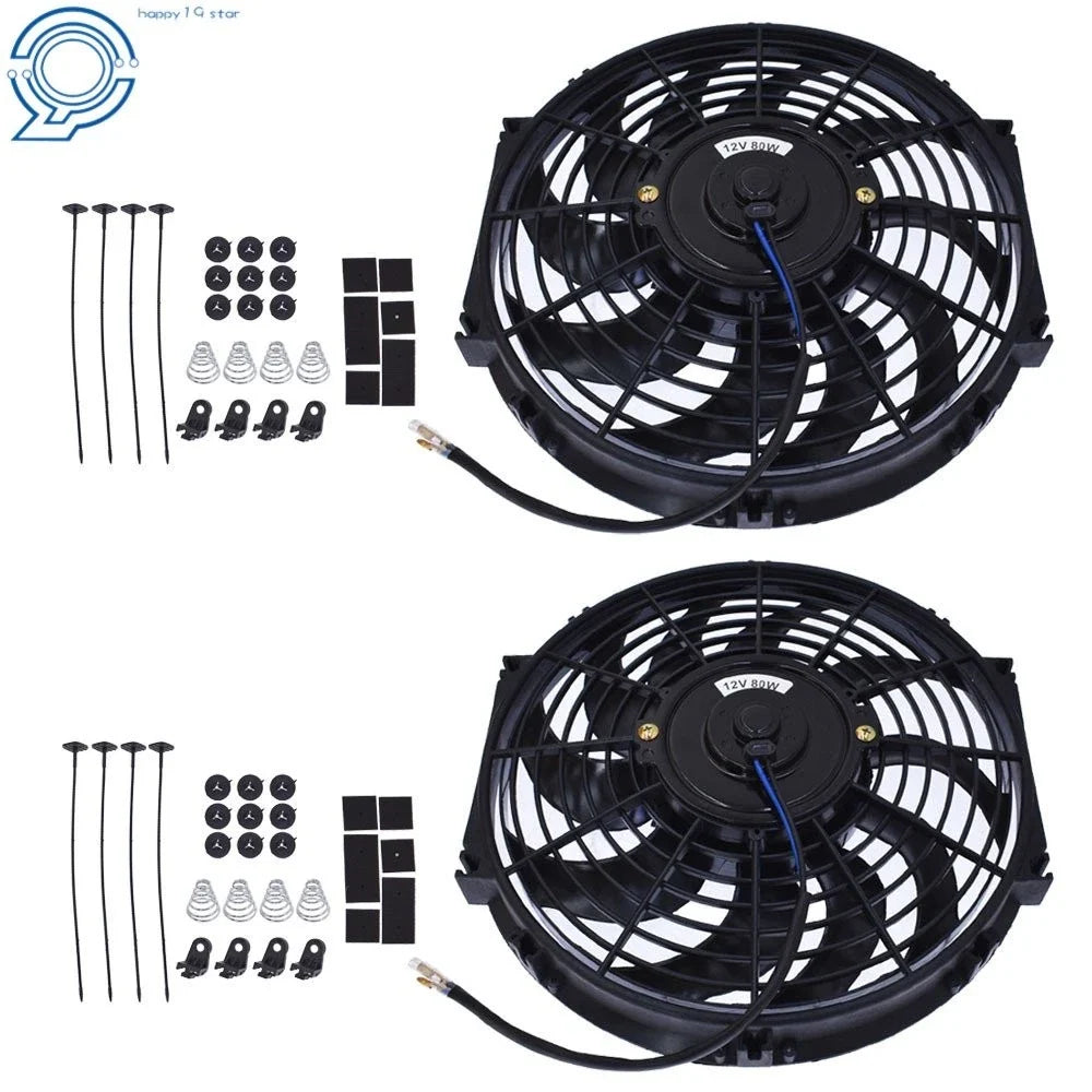 2X 12" Slim Electric Radiator Cooling Fan Mount Kit Universal