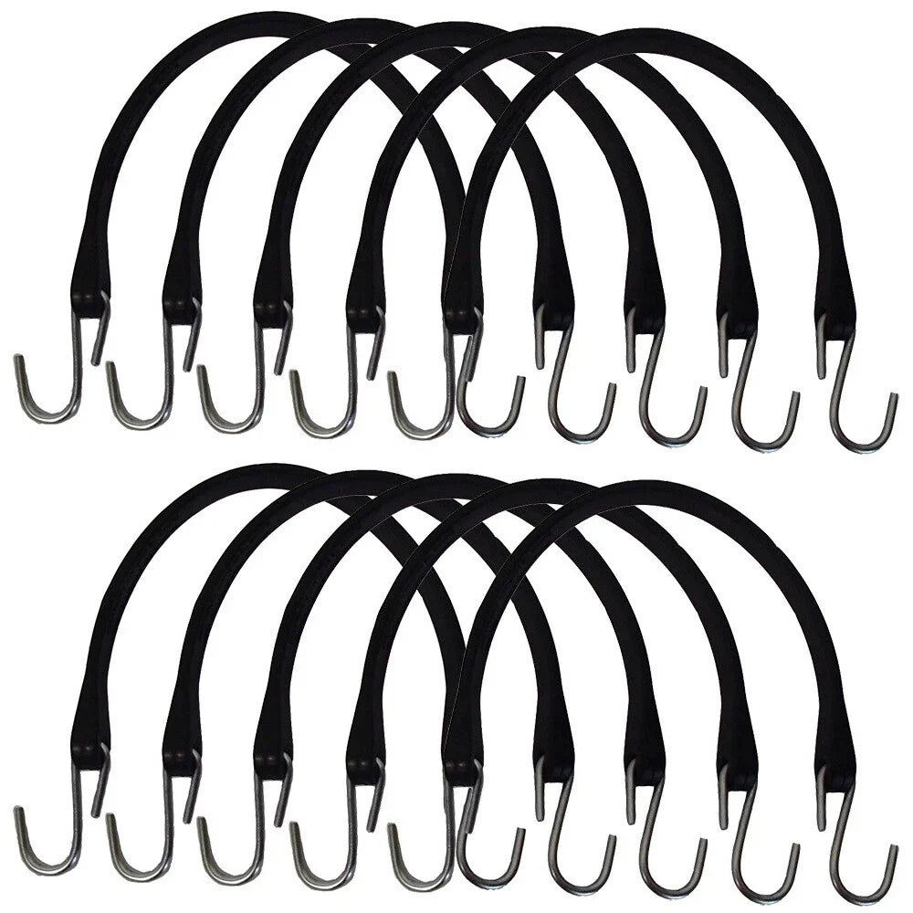 Set of 10 15" HD Rubber Tarp Straps for Flatbed Truck Tarp Tie-Down