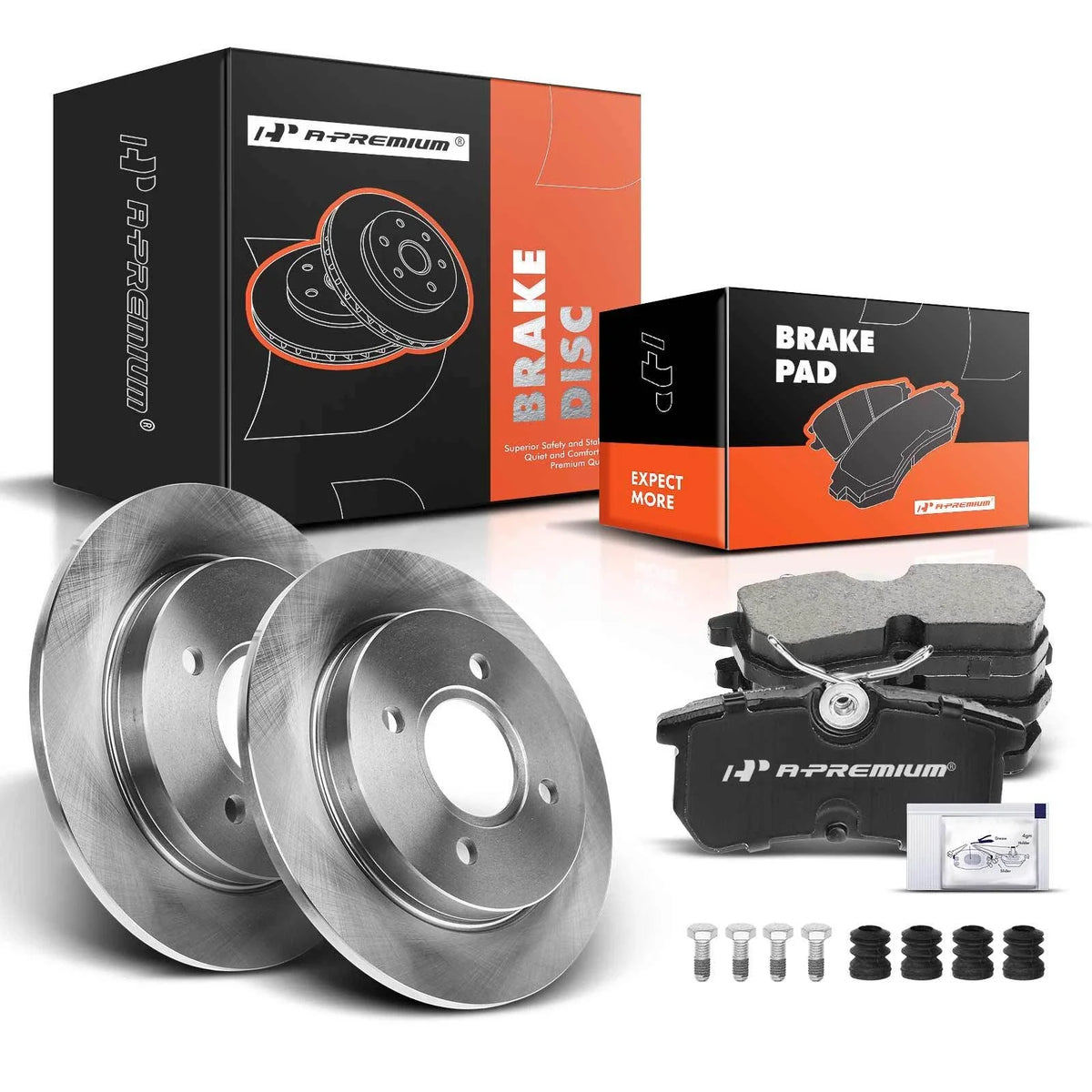 Set of 2 Rear Disc Brake Rotors & Ceramic Pads for Ford Focus (2001–2007)