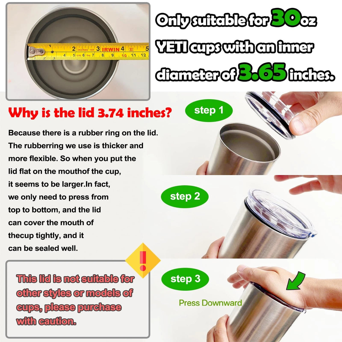 2 Replacement Lids for 30OZ Slide (Pack of 1)