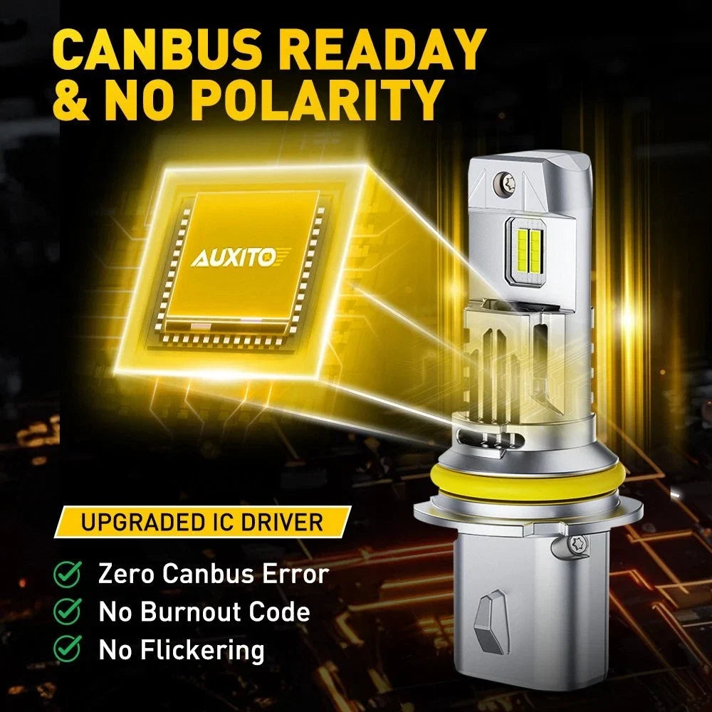 2X AUXITO 9007 HB5 LED Headlight Bulbs for High/Low Beam (6500K, 33000LM)