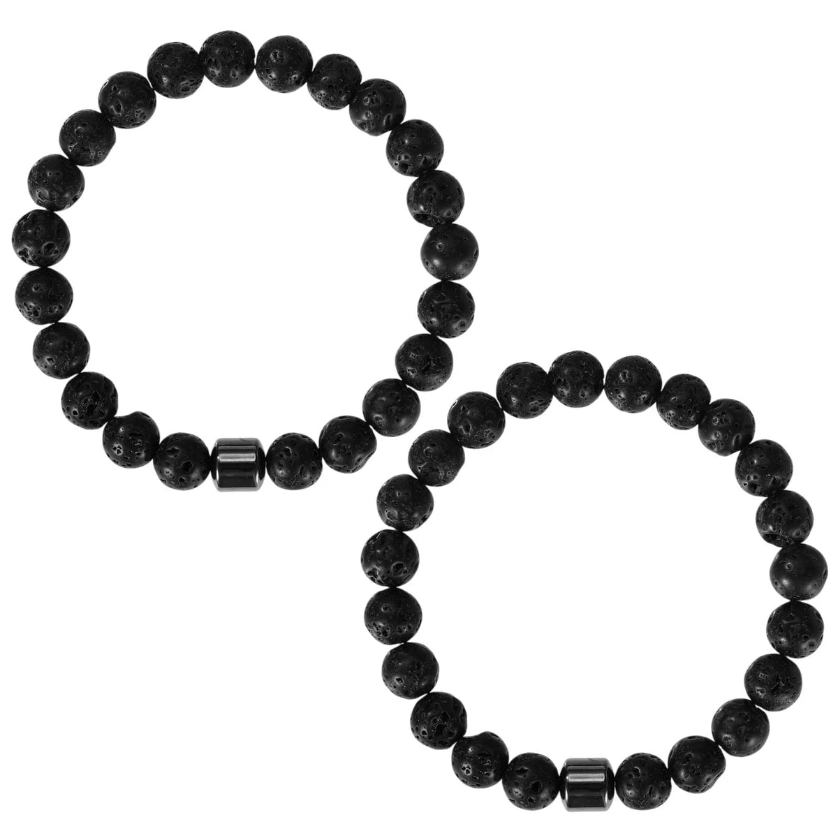 2X Anti-Alcohol Bracelets for Universal Use (Beaded Magnetic, Black)