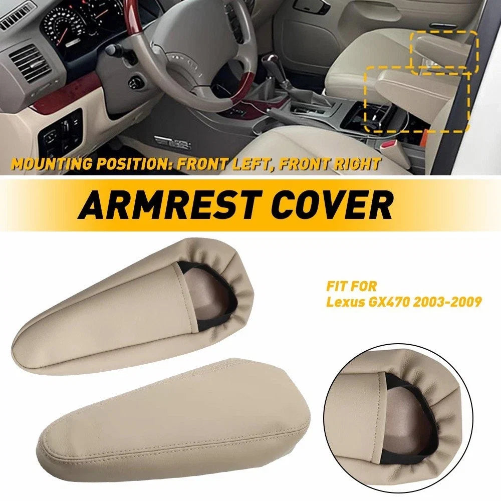 2pcs Seat Armrest Leather Cover for Lexus GX 470 (2003–2009) Ivory Beige EXV