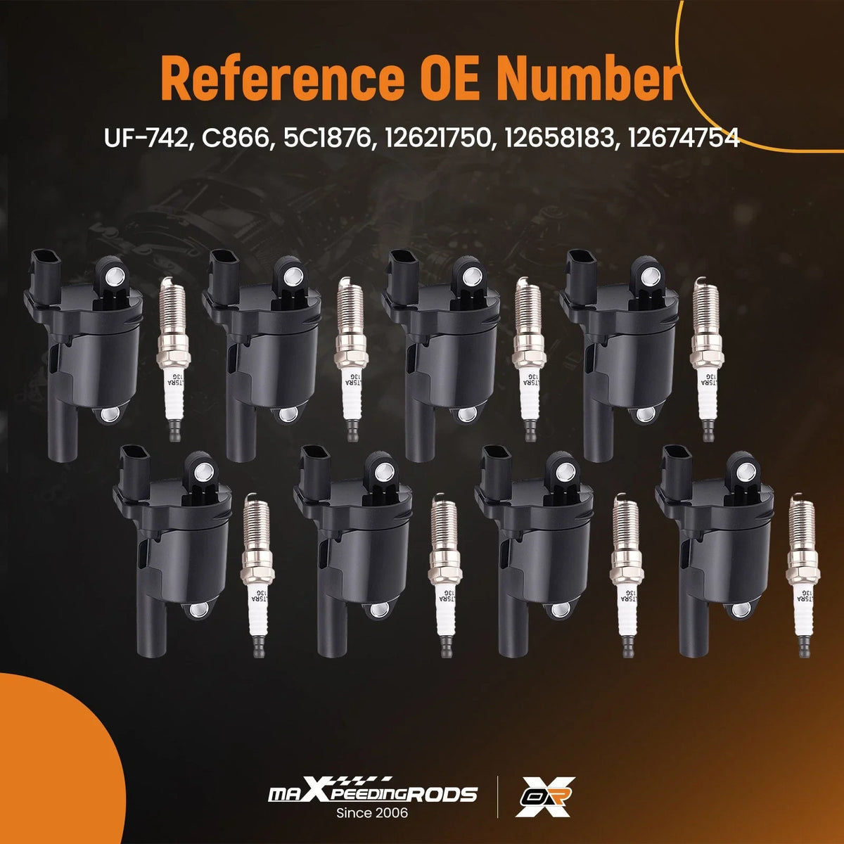 8pcs Ignition Coils + Spark Plugs for GMC Sierra Yukon V8 5.3L 6.2L (2014–2019)