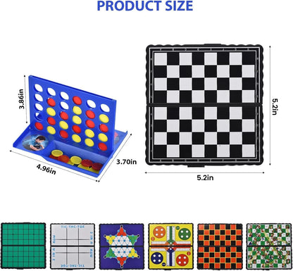 8-in-1 Mini Magnetic Travel Games Set for Kids and Adults