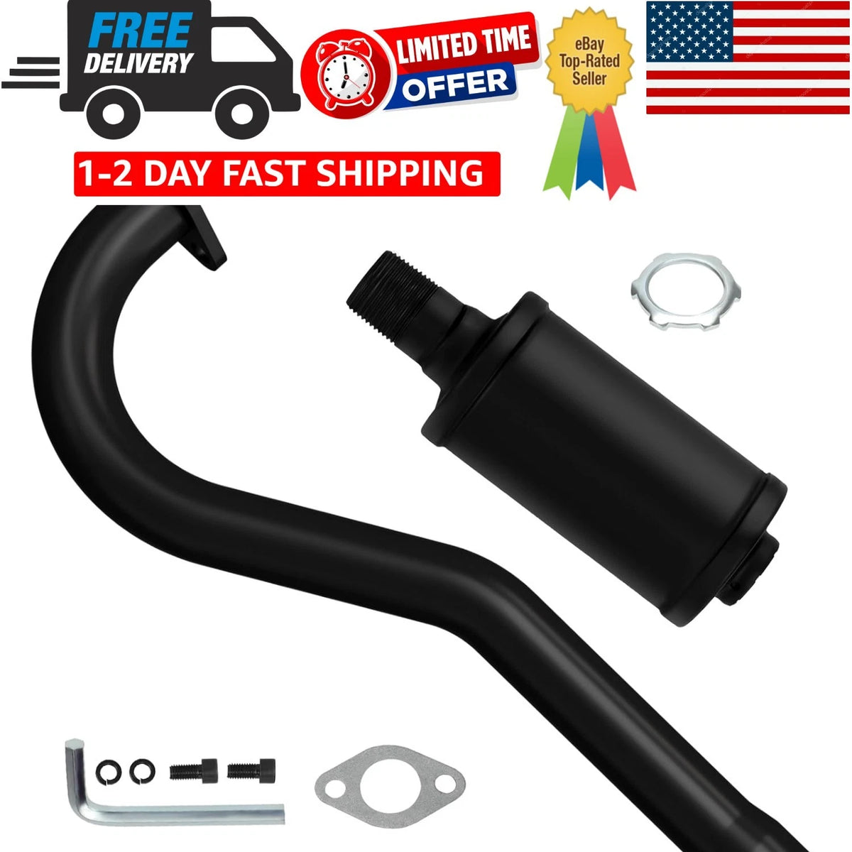 Exhaust Header Pipe with Muffler Kit for Mini Bike (Compatible)