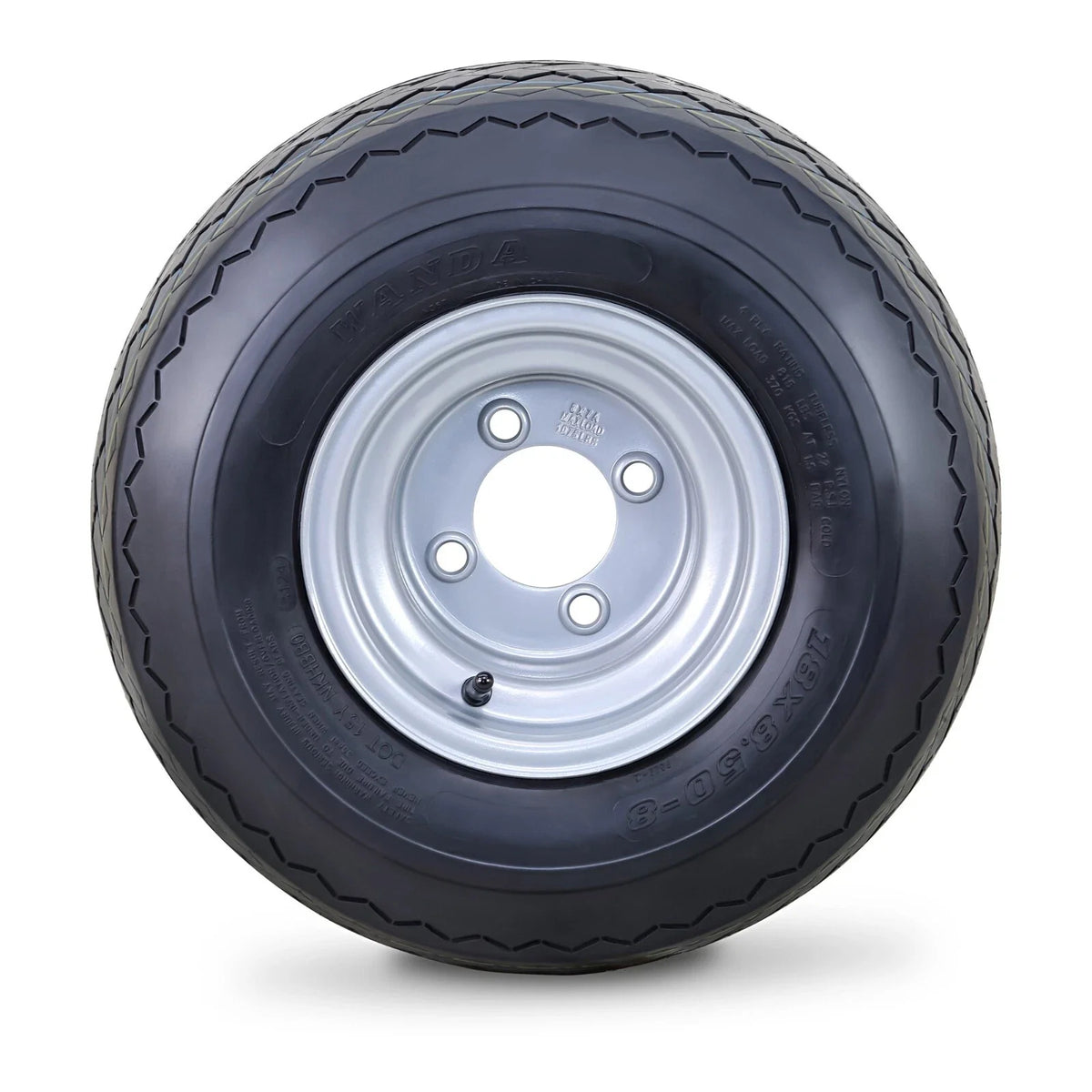 Set of 4 Golf Cart Tires 18X8.5-8 4-Ply 4 Lugs on 4" Silver Rim