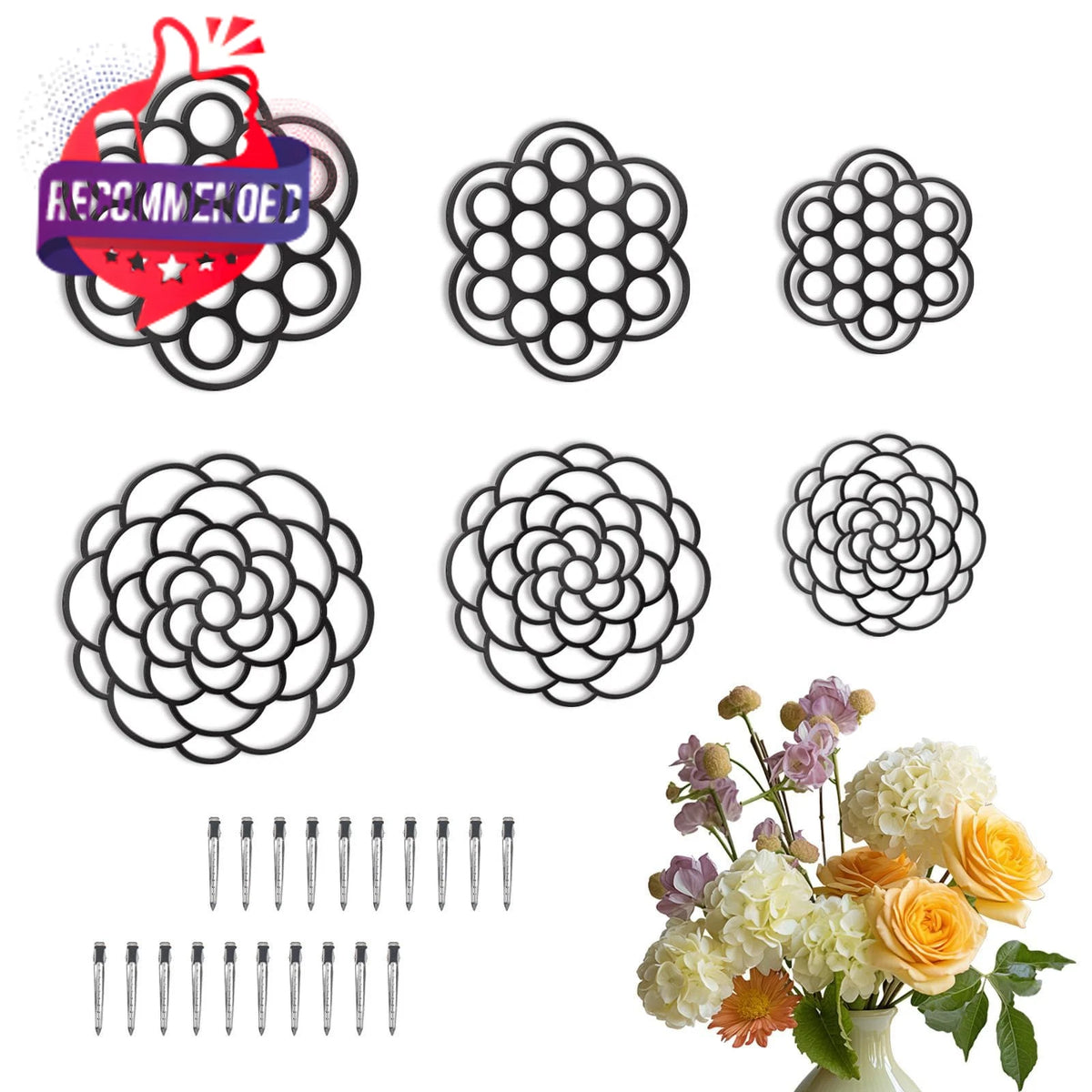 Set of 6 Floral Arrangement Holders for Vases