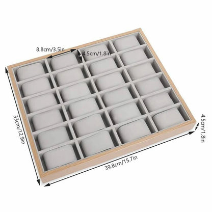 24 Slot Wooden Watch Box Display Case Organizer for Jewelry Storage