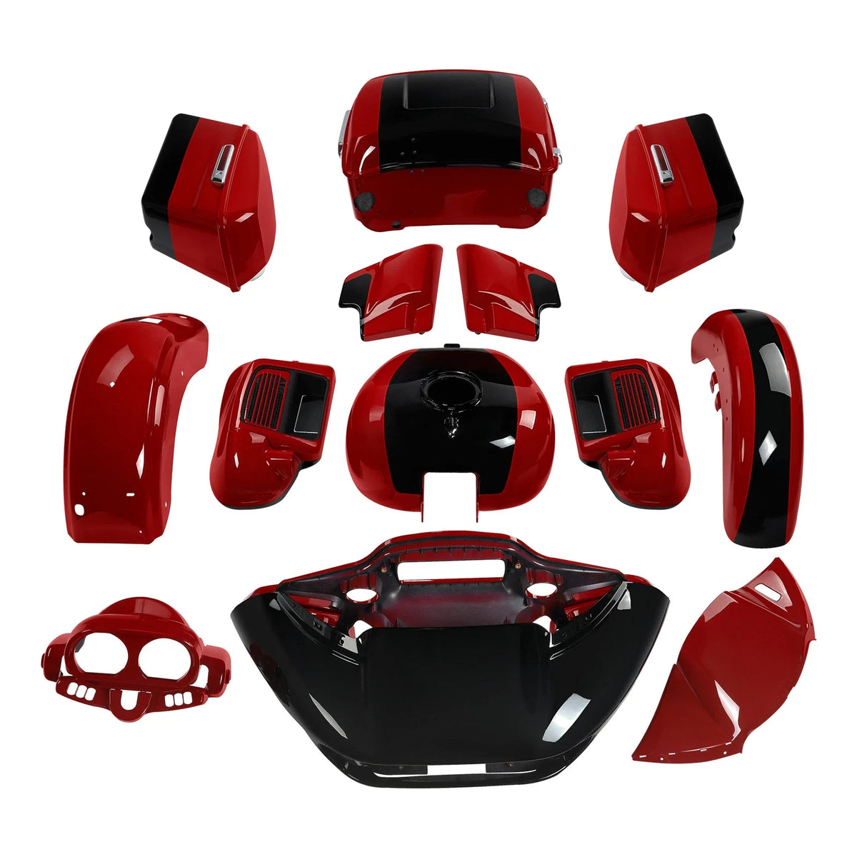Fairings Body Work for Harley Touring Road Glide (2015–2024) Billiard Red/Vivid Black