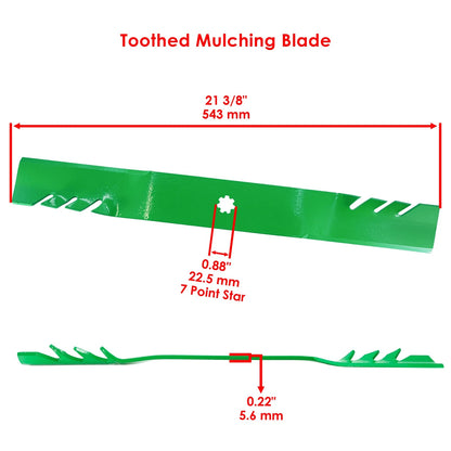 42" Deck Toothed Mulching Blade w/ Nut for John Deere (AM137327, AM137328, M156416)