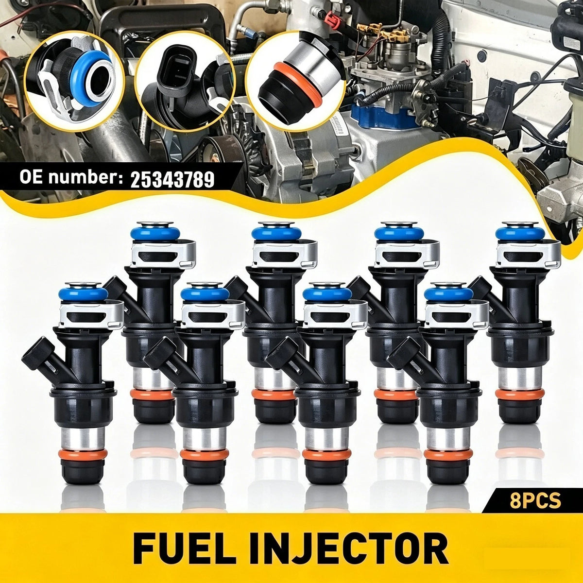 8X Fuel Injectors for Chevy Silverado GMC 4.8/5.3/6.0L (1999–2007) 17113553