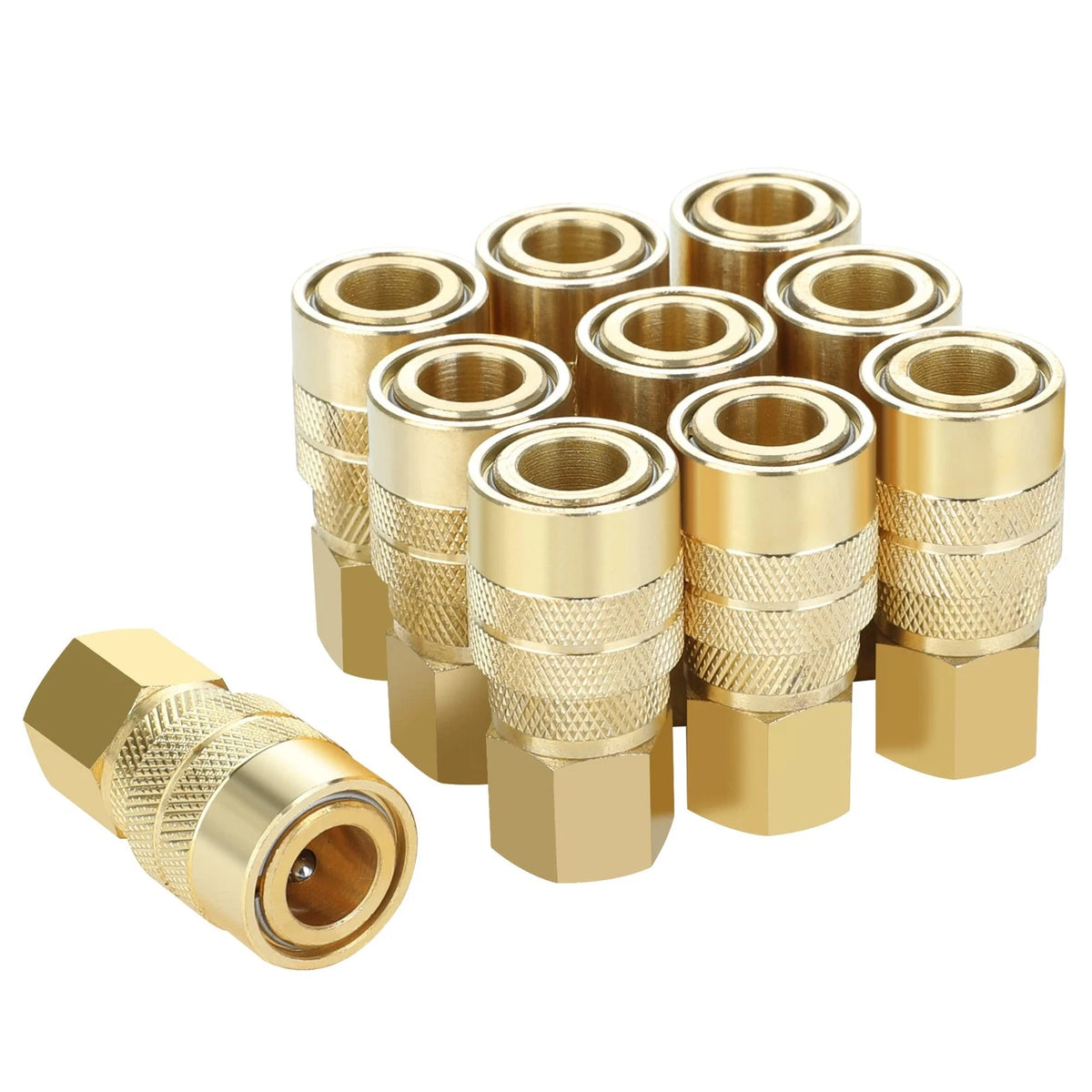 Brass Air Hose Fittings for Industrial M-Type Plug (1/4 FNPT)