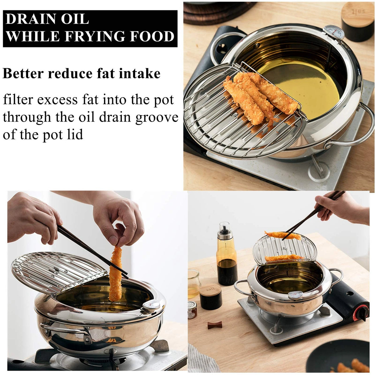 304 Stainless Steel Deep Fryer Pot for Frying Chicken