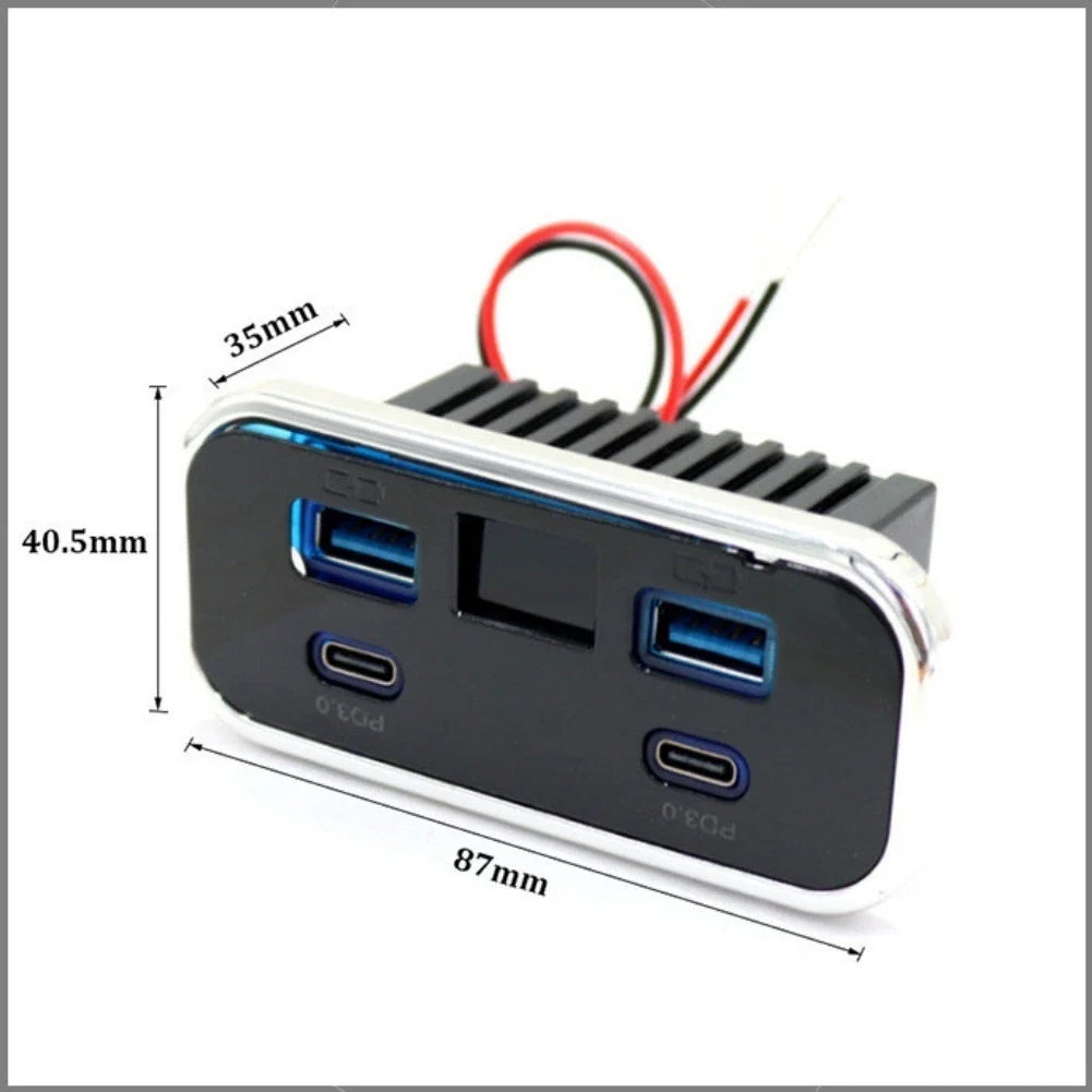 Dual PD3 0 4 Port USB Charger for RV Marine Bus (12V 24V)