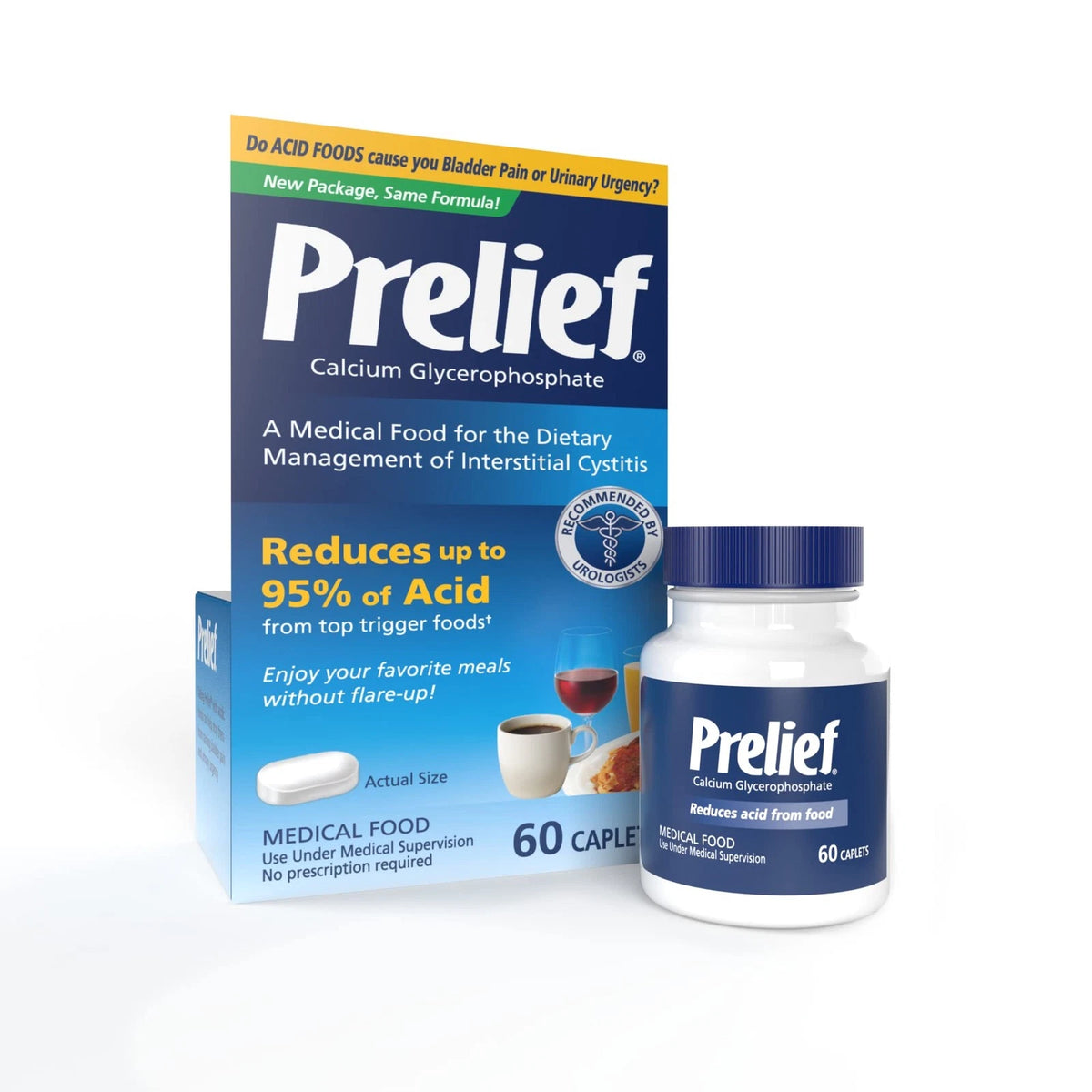 60 Count Prelief Acid Reducer Caplets Dietary Supplement
