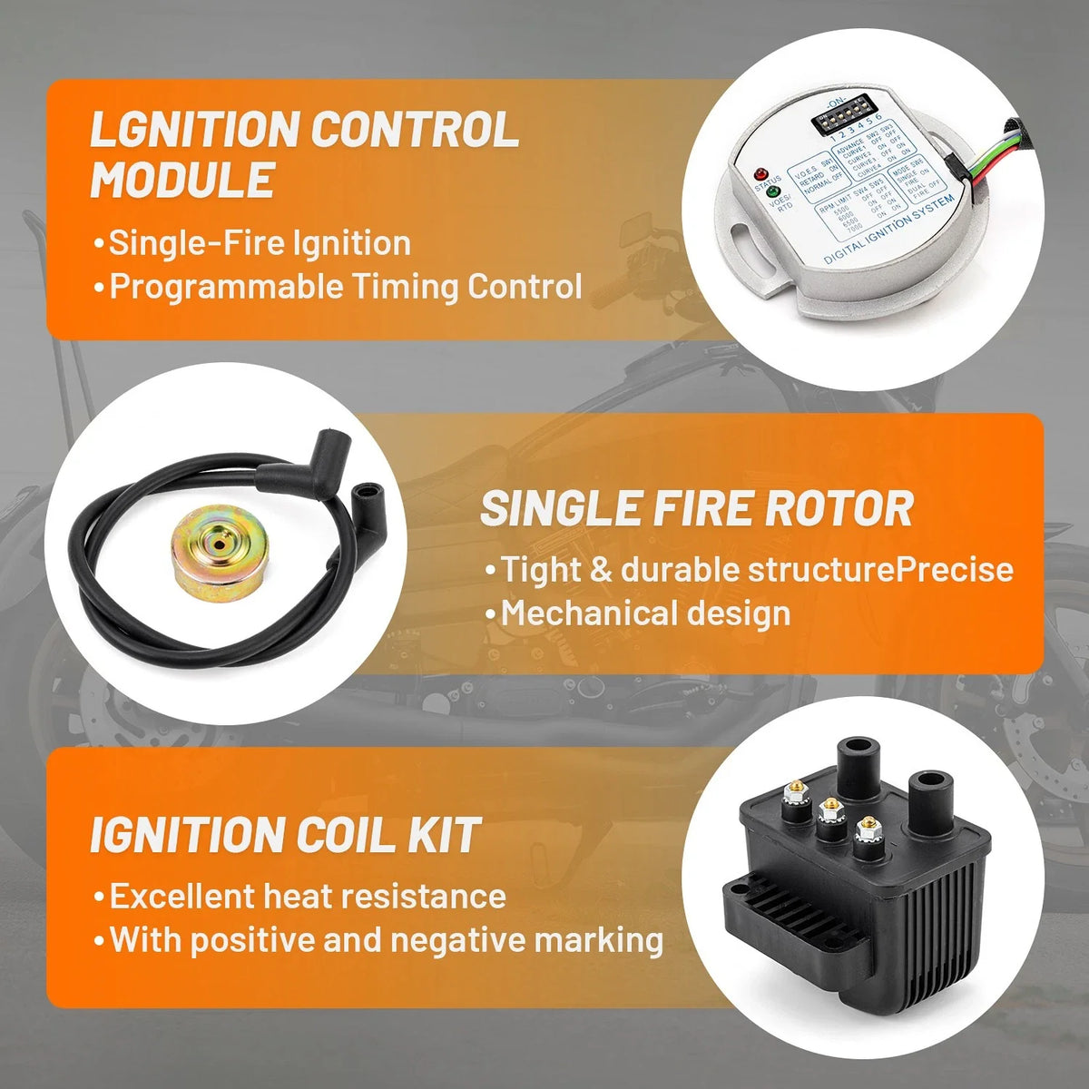 Ignition Coil Kit for Harley Sportster XL Evo Big Twin (Single Fire)
