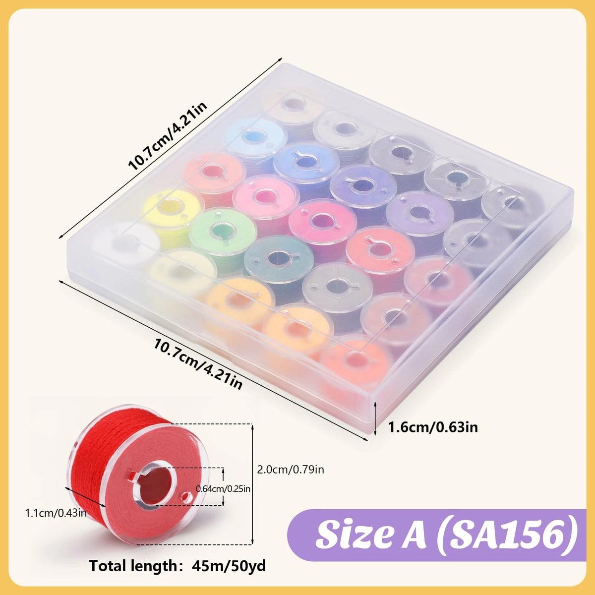 25pcs Assorted Colors Sewing Thread Set (40S/2, 50WT)