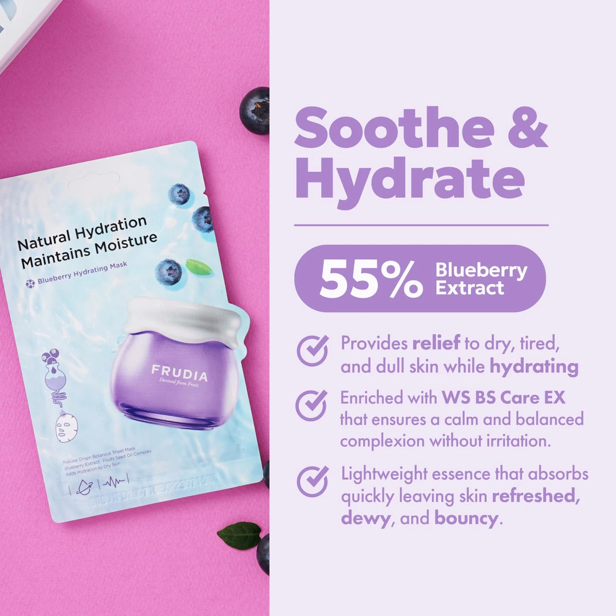 10 Pack Blueberry Hydrating Mask Sheets for Korean Skincare