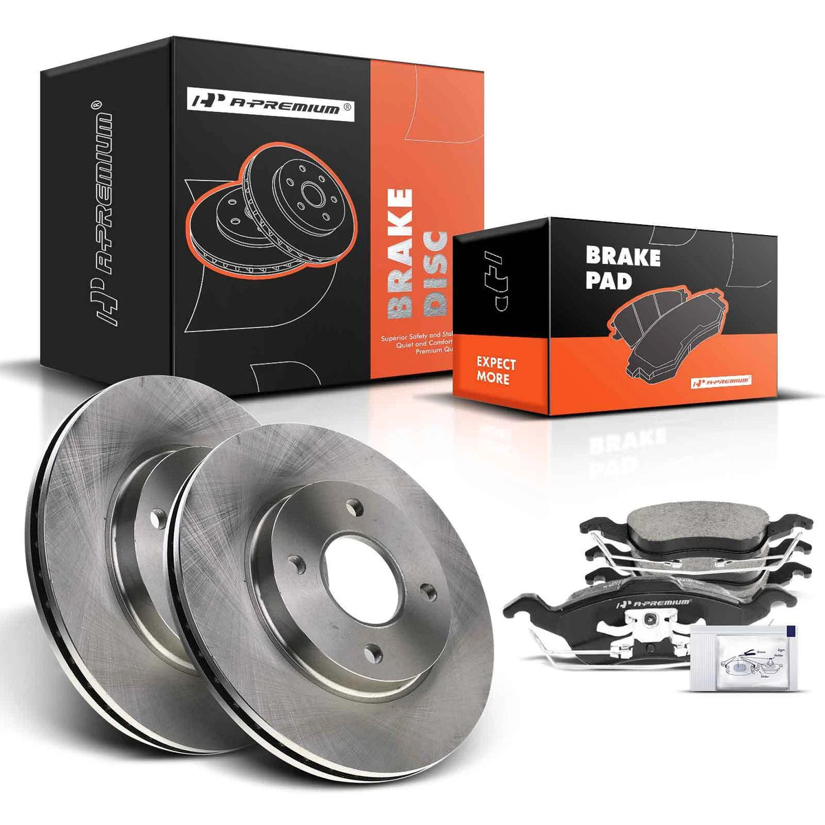 Set of 4 Front Disc Brake Rotors & Ceramic Pads for Ford Focus (2000–2004) 12161061, 09780611, PRT5273, 66913R, R-54079, P-816