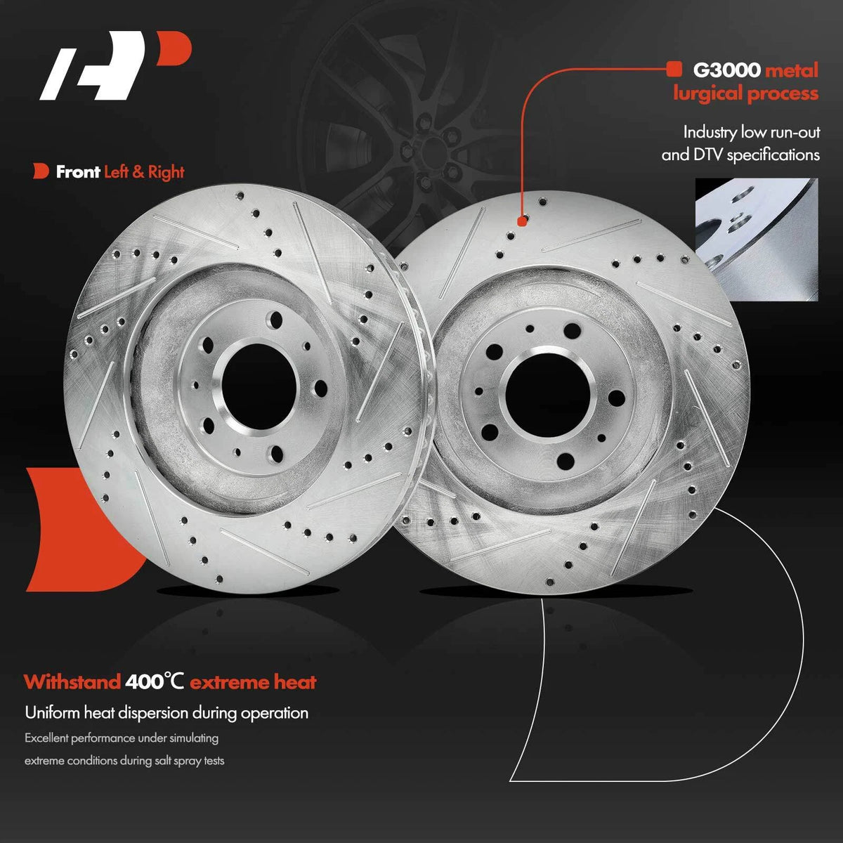 Front Side Drilled Brake Rotor for Cadillac CTS STS Pontiac Bonneville (S-12162084)