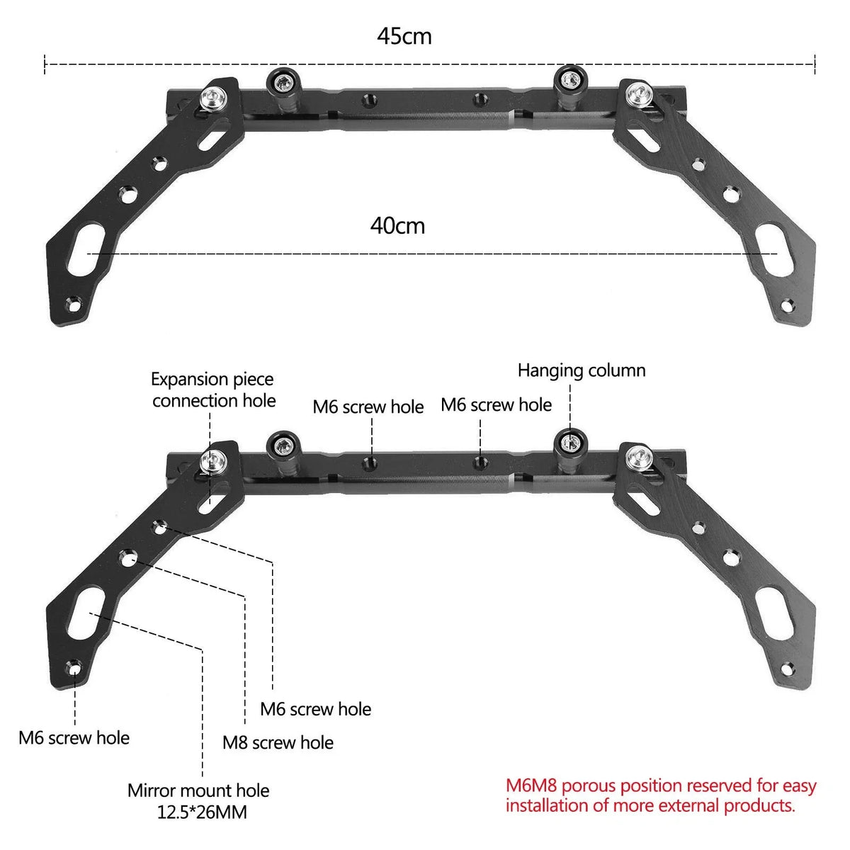 Handlebar Balance Lever for Motorbike Cross Bar (Black)