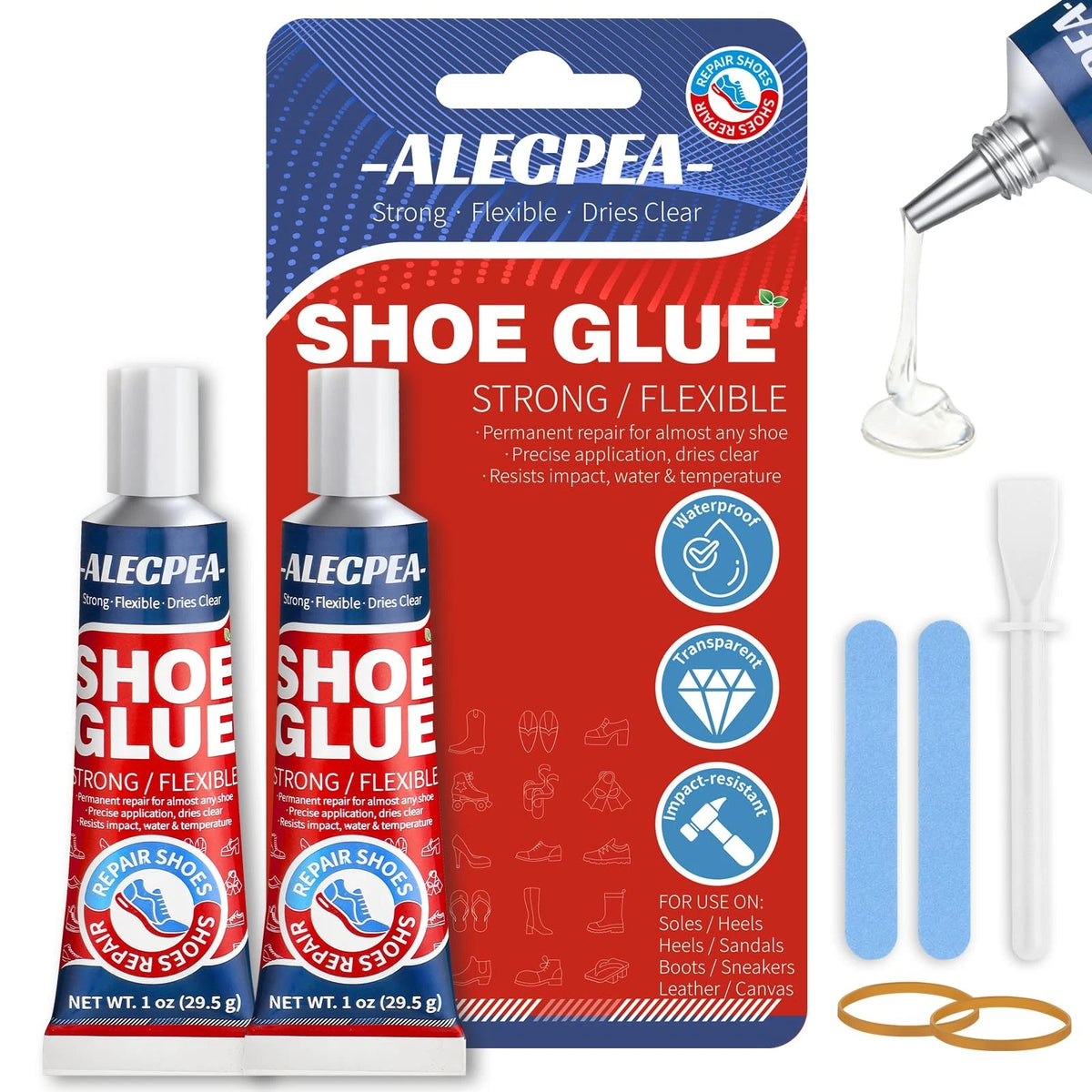 2X 30ML Clear Shoe Glue for Repairing Soles