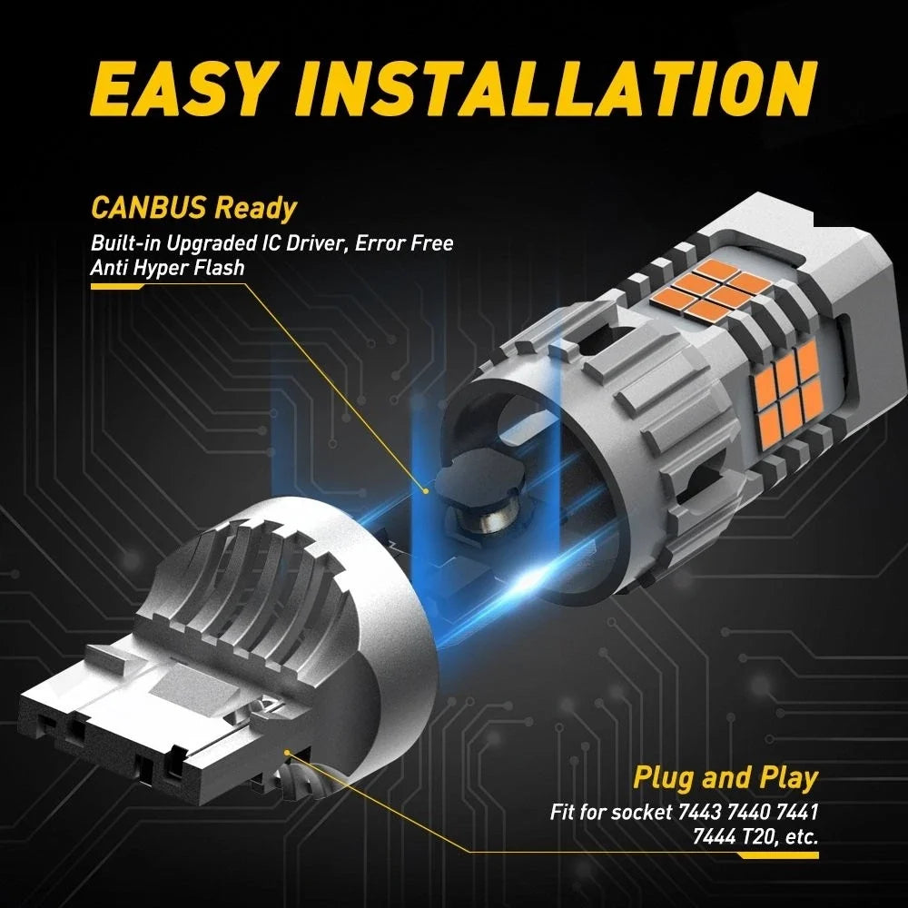 2X CANBUS 7440 LED Amber Turn Signal Bulbs for