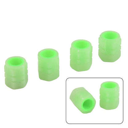 4X Luminous Tire Valve Caps for Vehicle Wheel (Glow Dust Cover Kit)