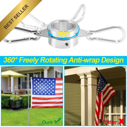 2X Aluminum Alloy Flag Pole Rings for 360° Rotating Clips
