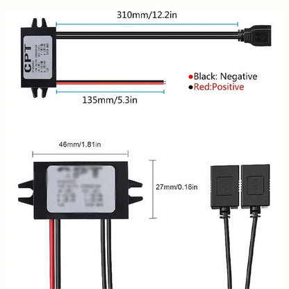 5V 3A USB Converter Regulator Adapter for Car Charger (DC 12V)